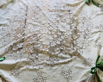 Organdy Table Sheer Tablecloth 36/" Square New Cream Ivory Off White Centerpiece