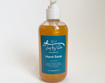 Liquid Hand Soap in OAKMOSS AMBER Scent 8oz with Pump, Hand Wash, Vegan & Natural Castile Soap, Moisturizing Soap, SLS Free No Preservatives