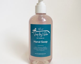 Liquid Hand Soap in LAVENDER Scent 8oz with Pump, Hand Wash, Vegan & Natural Castile Soap, Moisturizing Soap, SLS Free, No Preservatives