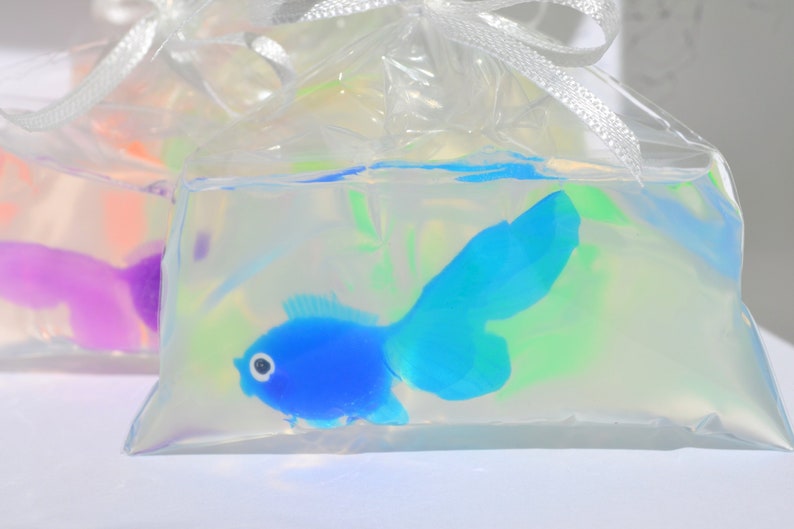 FISH IN A BAG Soap Favors Set of 10, Carnival Party Favors, Circus Theme Birthday Favors, Goldfish Soap, Nautical Favors, Under the Sea image 1