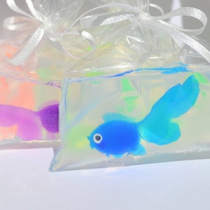 FISH IN A BAG Soap Favors Set of 10, Carnival Party Favors, Circus Theme Birthday Favors, Goldfish Soap, Nautical Favors, Under the Sea image 3