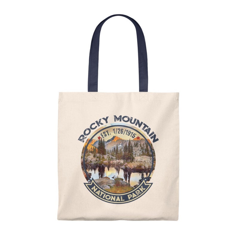 Rocky Mountain National Park Tote Bag Family Road Trip Camping Gift Vintage Cotton Tote Bag
