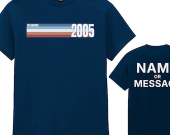 Mens 21st Birthday T-Shirt, Est 2005 Personalised Custom Name or Message