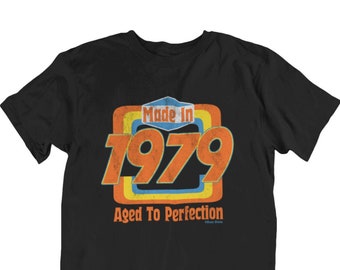 Mens Tee - Made in 1979 - Aged to Perfection - Birthday Gift T-Shirt