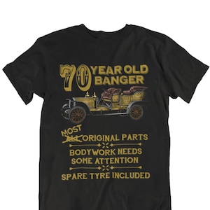 T-shirt cadeau 70e anniversaire pour homme - Voiture vintage Banger de 70 ans