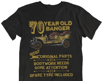 Mens 70th Birthday Gift T-Shirt Organic Cotton - 70 Year Old Banger Vintage Car