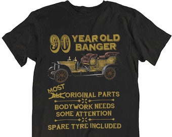 Mens 90th Birthday T-Shirt - 90 Year Old Banger Vintage Car