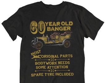 Mens 60th Christmas T-Shirt Organic Cotton, 60 Year Old Banger Vintage Car Birthday Gift