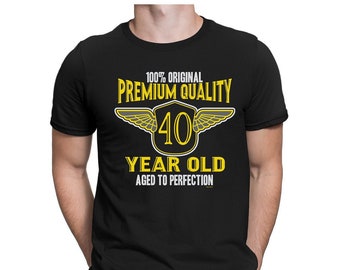 Mens 40th Birthday T-Shirt Organic Cotton, Premium Quality 40 Year Old Gift