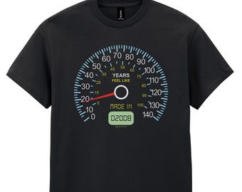 Mens 18th Birthday T-Shirt, Speedometer Born in 2008, Years Feel Like Slogan