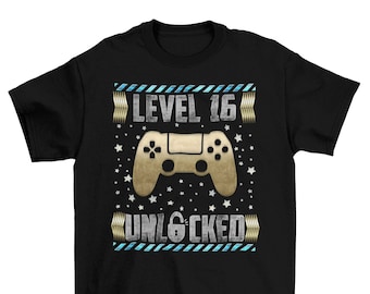 Birthday Gaming T-Shirt 16 year old, Choice Of Gaming Designs, Organic Cotton Boys Girls 16th Birthday T-Shirt