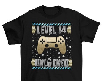 Kids Birthday Gaming T-Shirt 14 year old, Choice Of Gaming Designs, Organic Cotton Boys Girls 14th Birthday T-Shirt