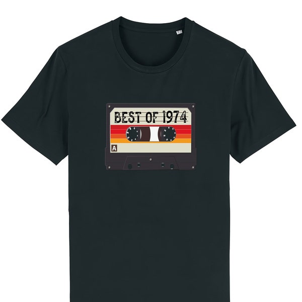 T-shirt 50e anniversaire pour homme, cassette de musique rétro, Best Of 1974