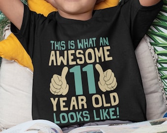 Kids Christmas Gift T-Shirt 11 year old Boy, This Is What An Awesome Looks Like, Organic Cotton Boys Christmas