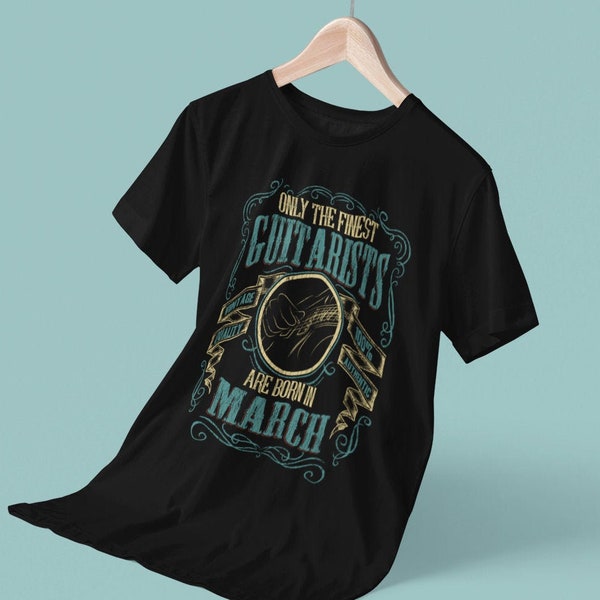 T-shirt di compleanno per chitarra in cotone organico da uomo Solo i migliori chitarristi sono nati in [mese]