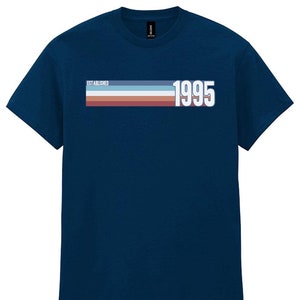 Mens 30th Birthday T-Shirt, Established 1995 Retro Strip, Great Gift