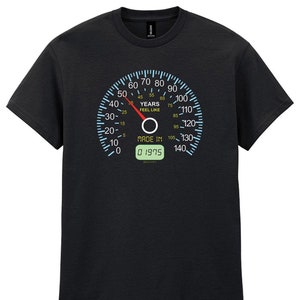 T-shirt pour homme du 50e anniversaire, compteur de vitesse, né en 1975, cadeau amusant pour ses années