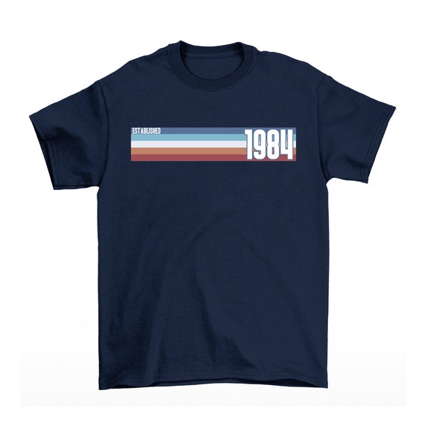 T-shirt 40e anniversaire pour homme, bande rétro établie en 1984, fabriqué à partir de coton biologique