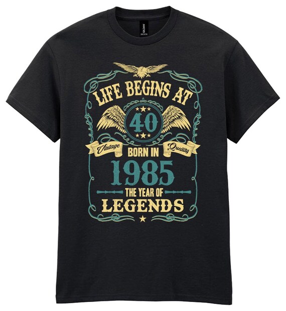 Life Begins At 40 Born in 1985, 40e verjaardag heren T-shirt, leuk cadeau
