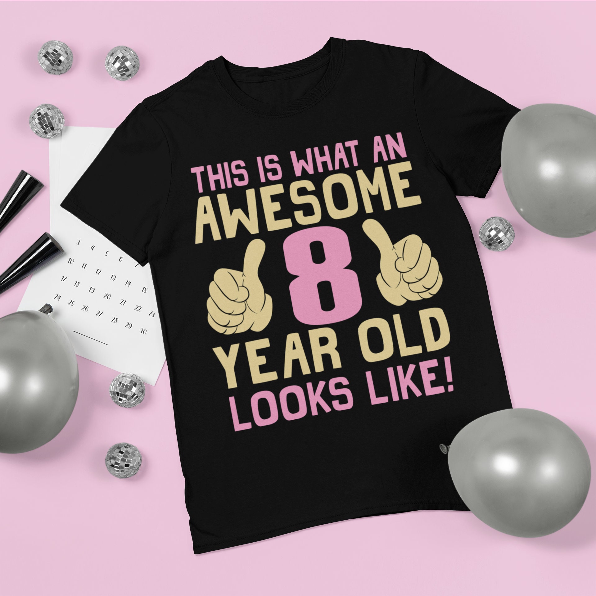 Kids Christmas Gift T-shirt 8 Year Old Girl, This is What an Awesome Looks  Like Girls Birthday Organic Cotton 