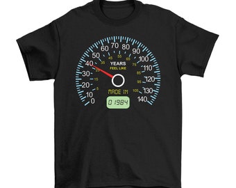 Herren 40. Geburtstag T-Shirt Bio-Baumwolle, 40. Tachometer Geboren 1984 Geschenk