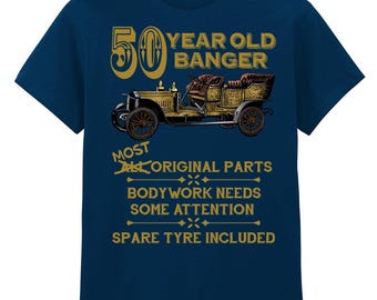 Mens 50th Birthday Gift T-Shirt Navy Blue - 50 Year Old Banger Vintage Car