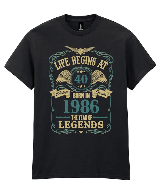 Men's 40th Birthday T-Shirt, Life Begins At 40 Born In 1986 Tee