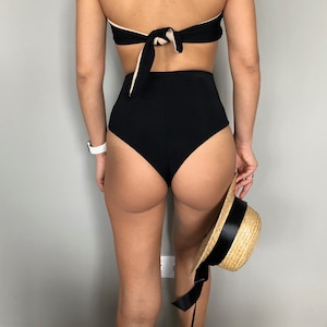 High waisted thong bikini bottom / high rise thong bikini / high waist brazillian bottom / bathing suit / swimwear / super high waist bikini