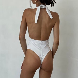 Hoher Badeanzug / Badeanzug mit tiefem V-Ausschnitt / Monokini / rückenfreier Badeanzug / Bademode für Frauen