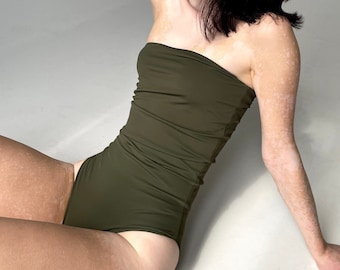 One piece swimsuit / Swimsuit / Bandeau one piece swimsuit / Swimwear women / Strapless one piece  bathing suit / Custom swimsuit