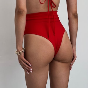 Bikini bottom / High waist bikini / High waist thong bikini bottom / Woman swimsuit / Custom bathing suit / Cheeky swimwear bottoms