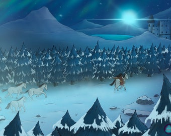 A winters horse ride - A5 Artwork print