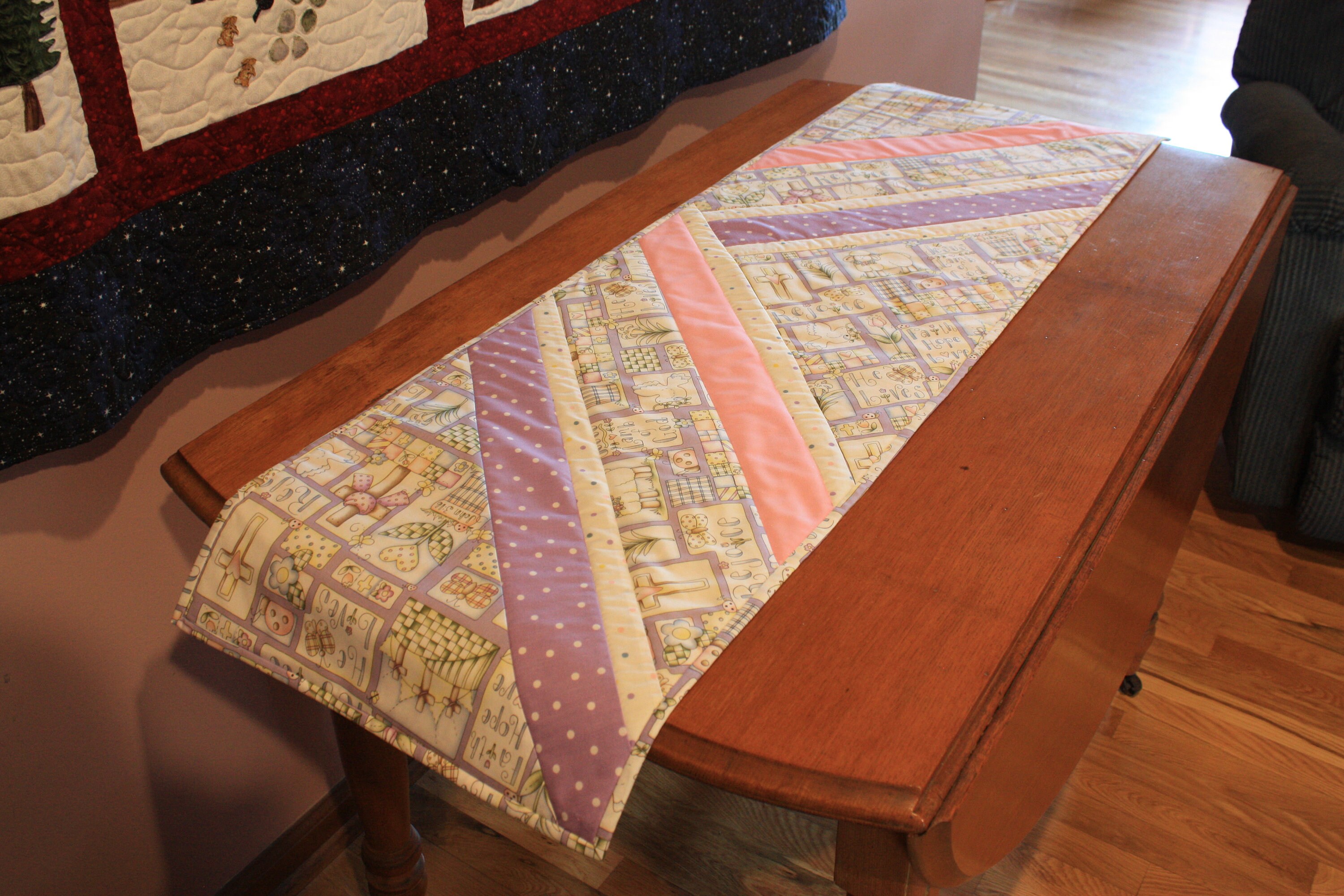 Quilted Table Runner Easter Cotton Fabric Poly Batting 48 Etsy