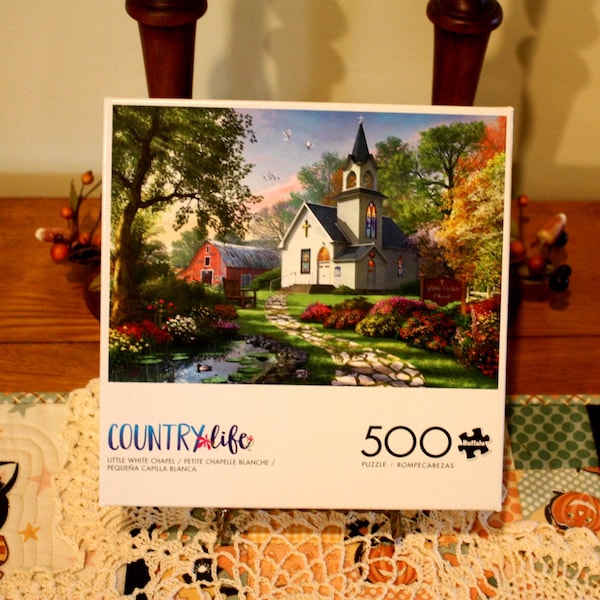 Rompecabezas de 500 piezas de Buffalo Games: Vida campestre - Little White Chapel / Completo