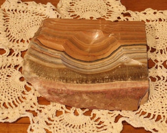 Vintage Swirl Marble Ashtray, Made in Mexico