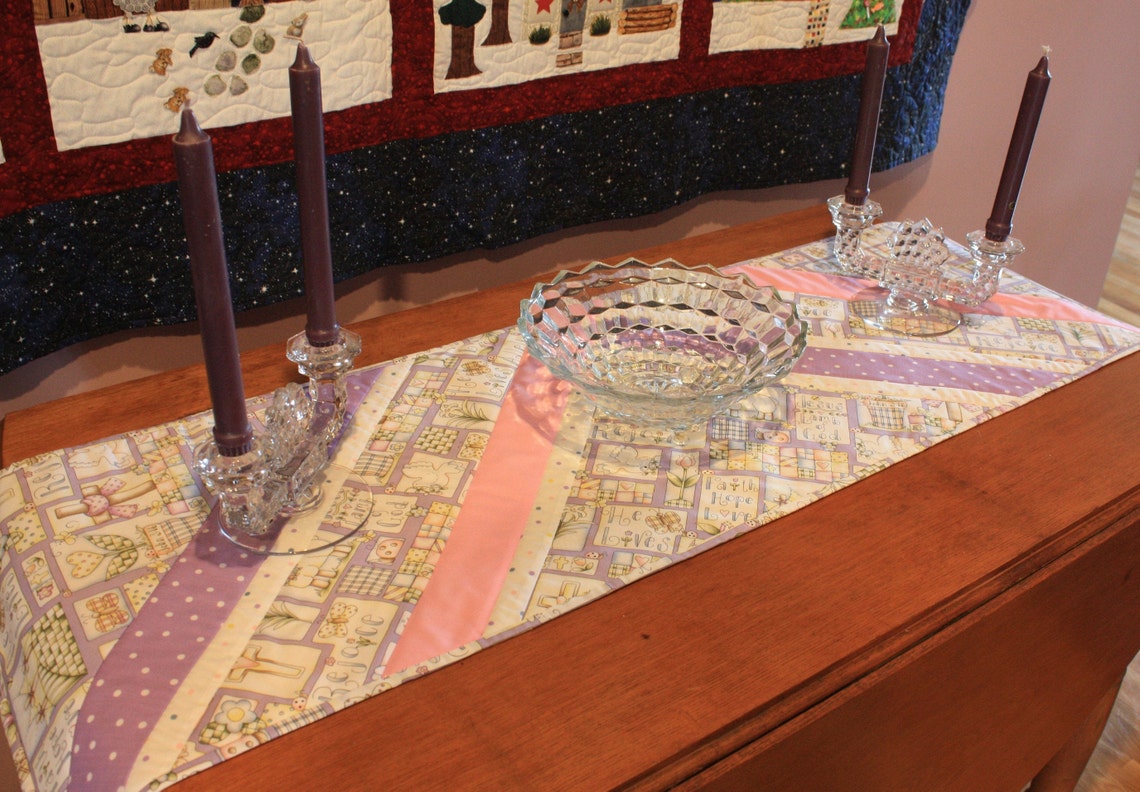 Quilted Table Runner Easter Cotton Fabric Poly Batting 48 Etsy