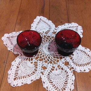 Anchor Hocking Royal Ruby Red Glass Sherbet Dessert Cup / Set of 2 / UNMATCHED
