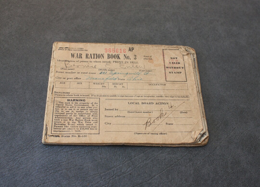SALE War Ration Book No 3 AP 965616 Vintage 1942 - Etsy