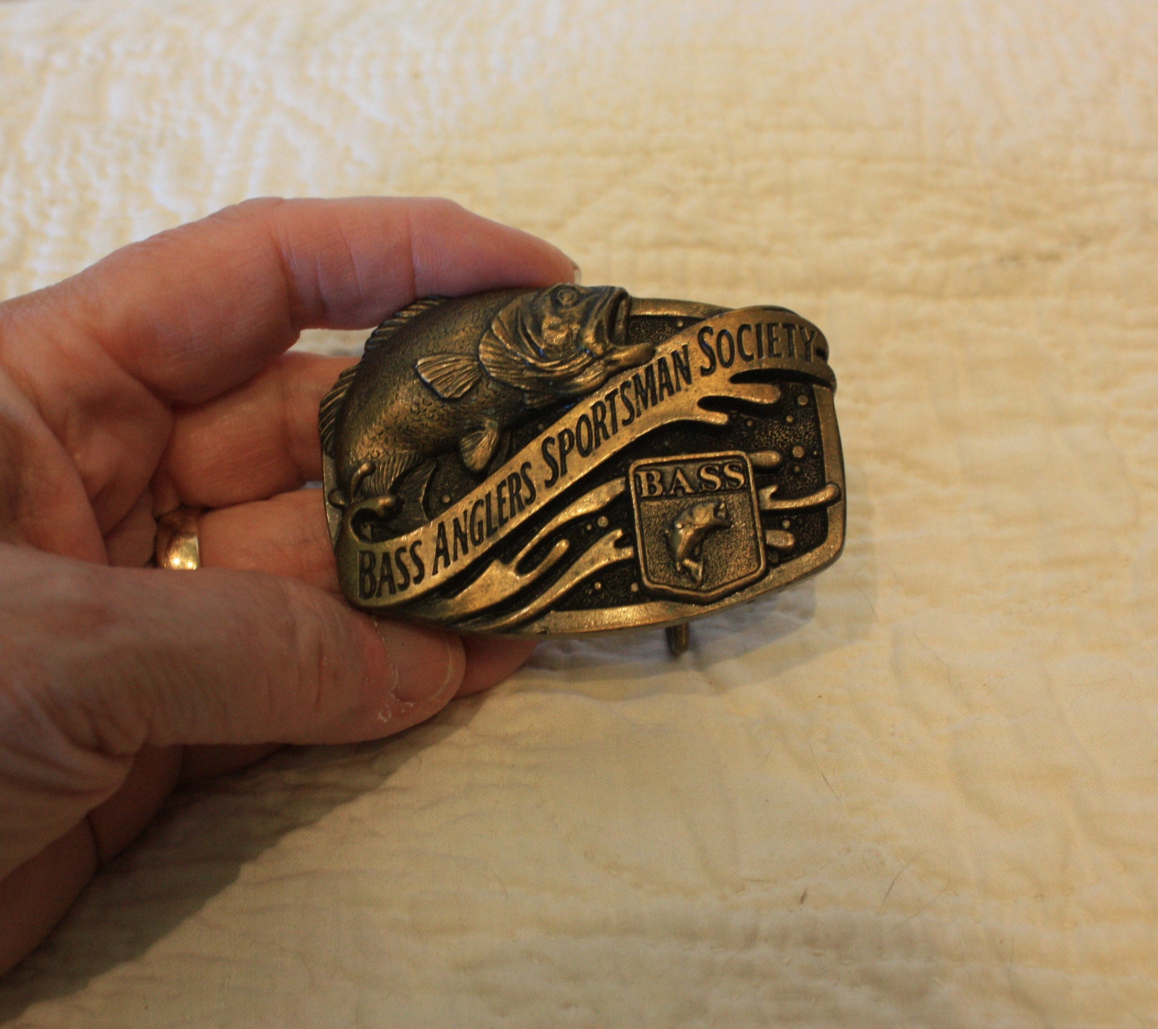 Vintage Bass Anglers Sportsman Society Belt Buckle Made in USA 
