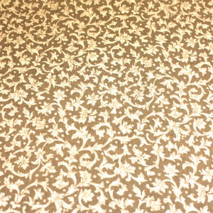 SALE!!  Vintage Calico Fabric By the Yard Tan Background With Cream Floral 1 Yard 44 Inches Width