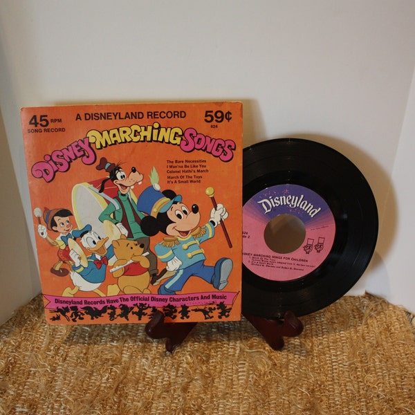 A Disneyland Record Disney Marching Songs for Children Original Sleeve 45 RPM Vintage 1975