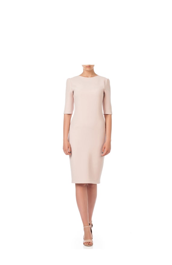 cream sheath dress