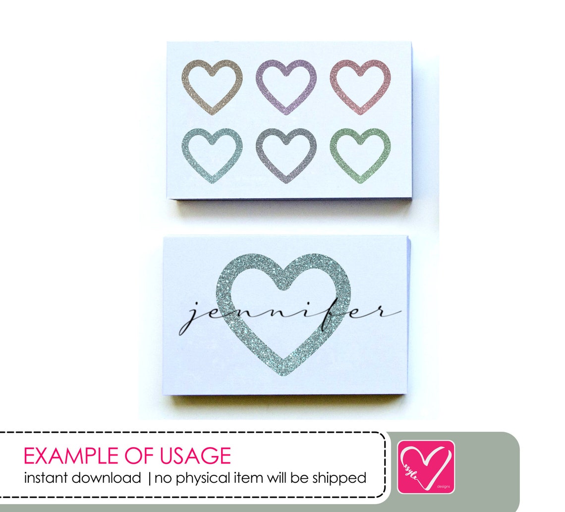 Glitter Hearts Clipart Heart Shape PNG Files Download Set - Etsy