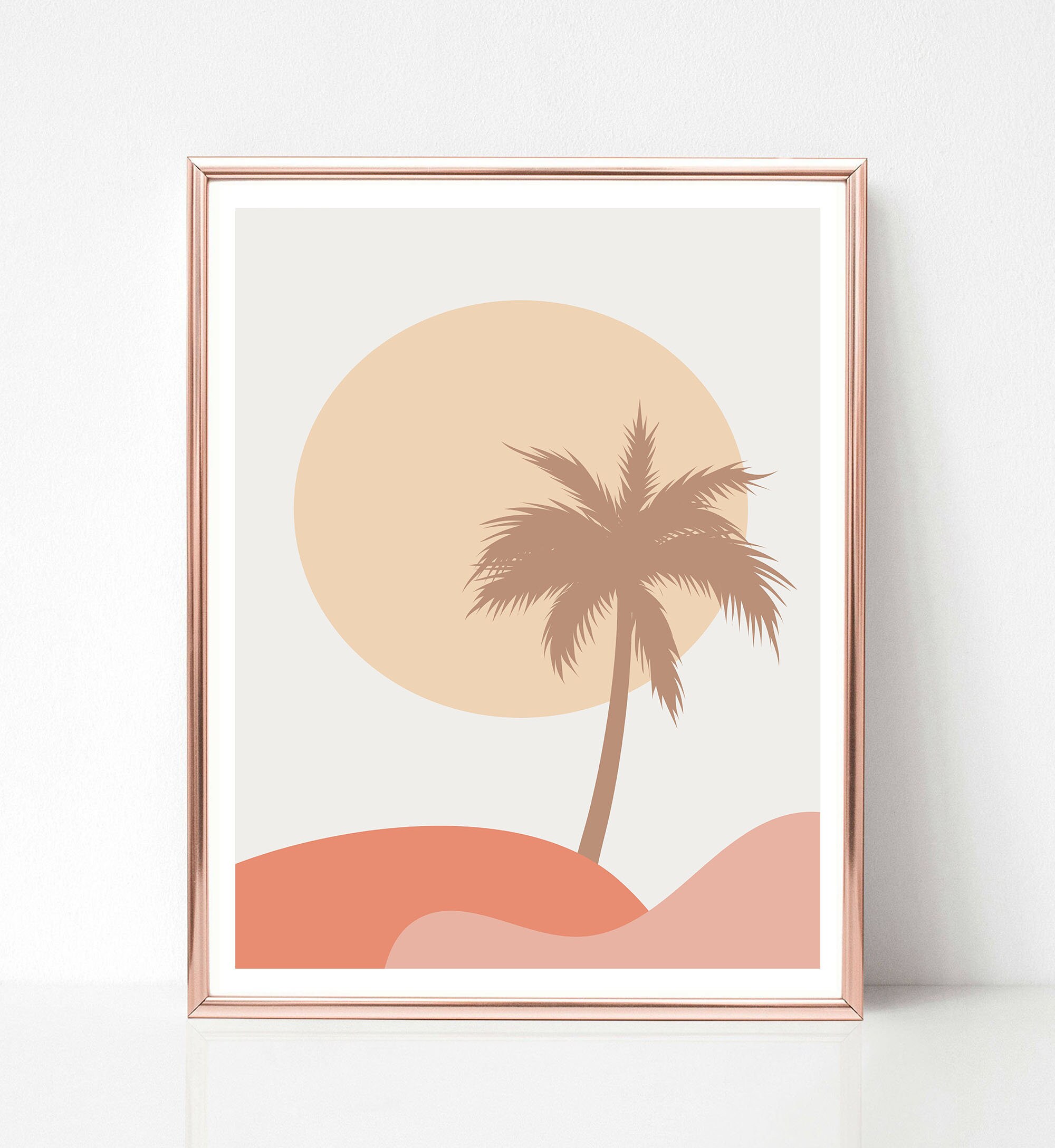 Palm Tree Abstract Printable Sunset Palms Drawing Tropical - Etsy
