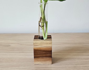 Teak Wood Propagation Station / Wooden Plant Stand / Plant Lover Gifts / Test Tube Propagating / Unique Home Plant Decor