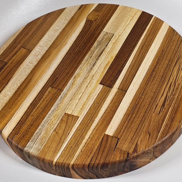 Teak Wood Cutting Board | Exotic Wood Charcuterie Board | Round Chopping Block