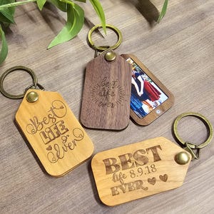 JW Best Life Ever Keychain Picture Holder | Personalized JW Wood Engraved Key Ring Gifts | JW Convention Assembly Bulk Gifts