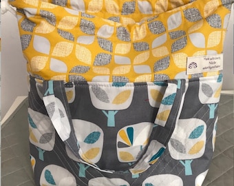 Knitting bag - project bag - drawstring