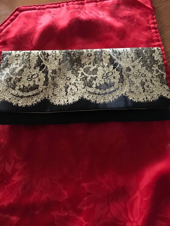Sac à main / Pochette Vintage beige à fleurs brodées