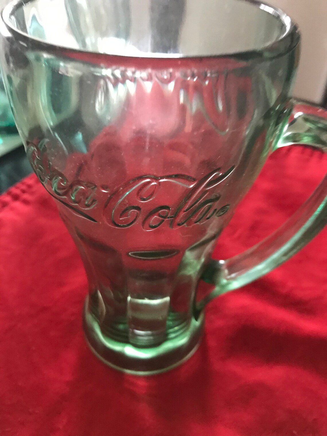 Green Coca Cola Glass With Handle Etsy